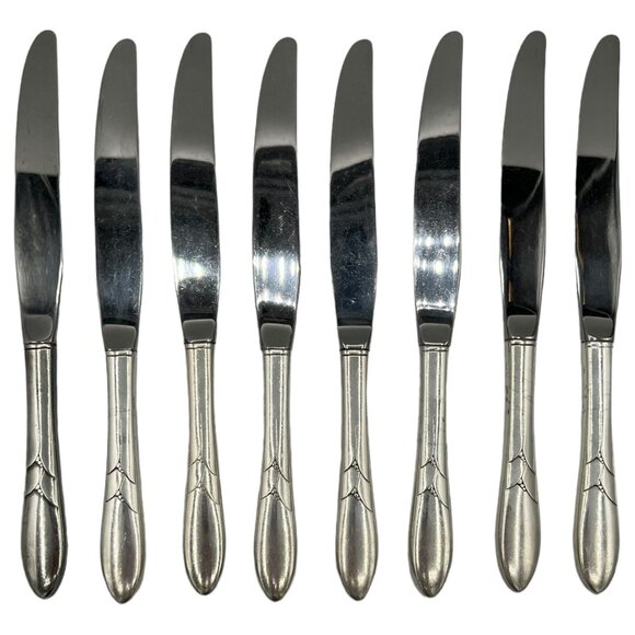 Set 8 x Dinner Knives Oneida Community Lady Hamilton Vintage Silverplate 8 3/4” - Picture 2 of 10